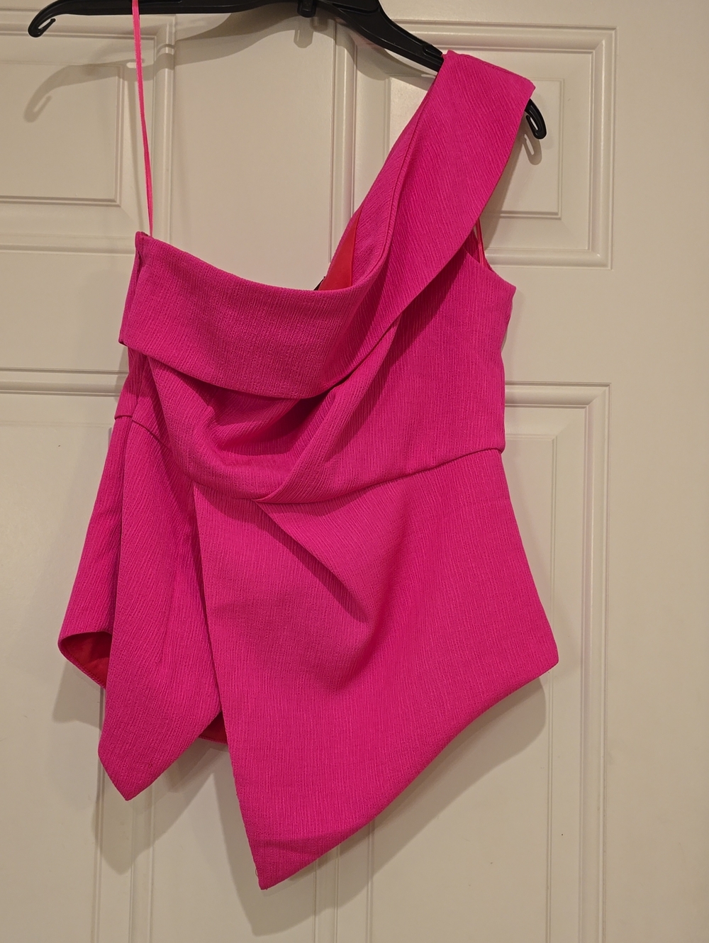 Fuchsia One-Shoulder Draped Asymmetric Dress